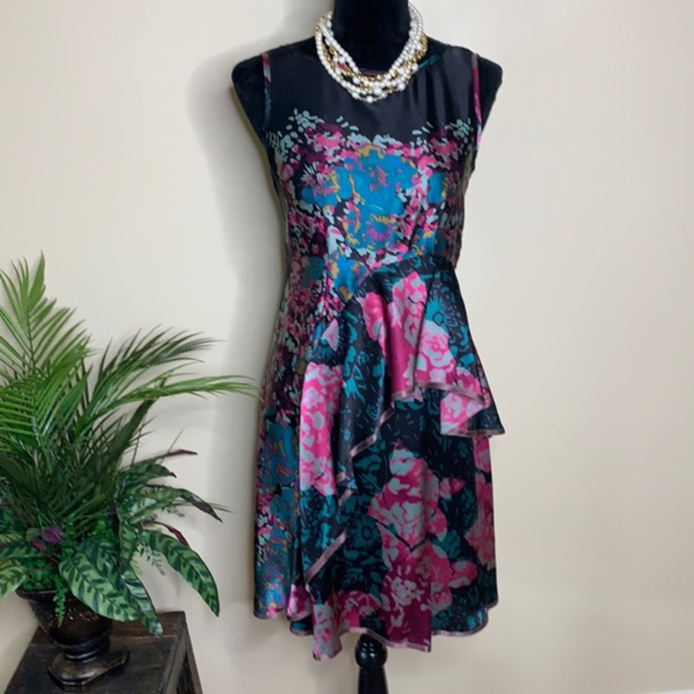 NANETTE LEPORE silk asymmetrical ruffled dress